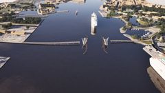 Visualisering af mulig cykelbro mellem Langelinie og Refshaleøen. Foto: Rambøll/Weitling+Dissing