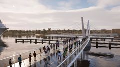 Visualisering af mulig cykelbro mellem Langelinie og Refshaleøen. Foto: Rambøll/Weitling+Dissing