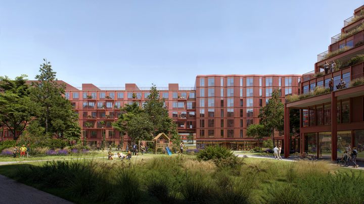 Illustration af ejendommen set fra haven. Illustration: Tegnestuen EFFEKT.