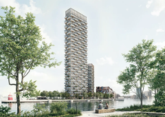 Højhuset på Langelinie 1. Visualisering: Vilhelm Lauritzen Arkitekter/Lendager/STED By & Landskab