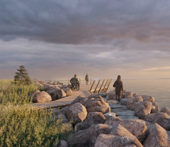 Illustration af hvordan stien i stensætningen kan komme til at se ud. Den endelige udformning afklares i det videre forløb.