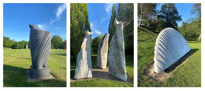 3 af de skulpturer der i 1999 blev skabt på stedet af 8 forskellige kunstnere.