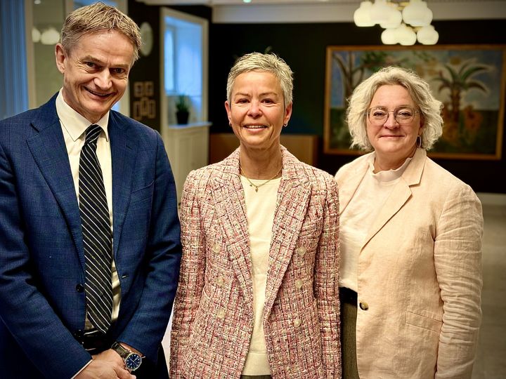 Afgående formand Torben Carlsen (DFDS), Nyvalgt forkvinde Caroline Pontoppidan (Maersk) og administrerende direktør i Danske Rederier Anne H. Steffensen.