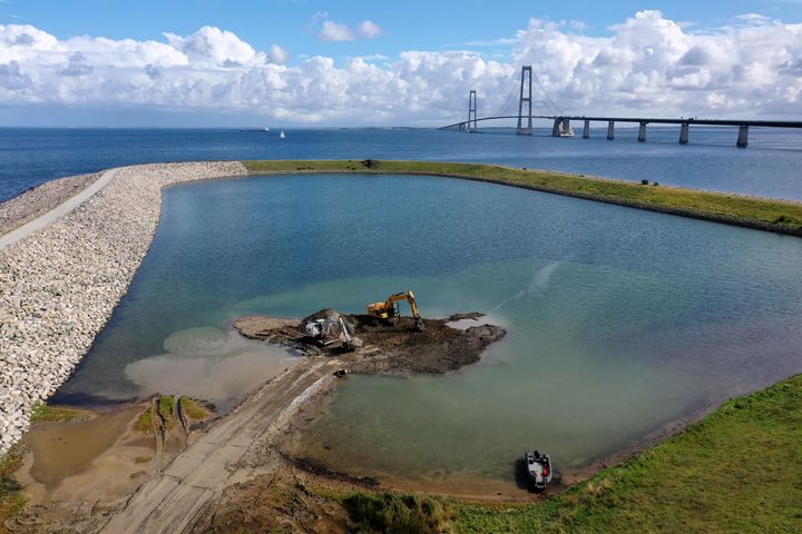 Anlæggelsen af en 1000 kvm stor ø til gavn for splitternen er i fuld gang på tippen af Sprogø.