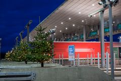 Juletræer i betalingsanlægget på Storebæltsbroen.