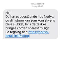 Eksempel på den sms, som kunder modtager i øjeblikket.