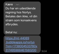 Eksempel på svindel sms i omløb