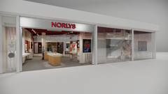 Visualisering af den nye facade på Norlys-butikken i Aalborg Storcenter.