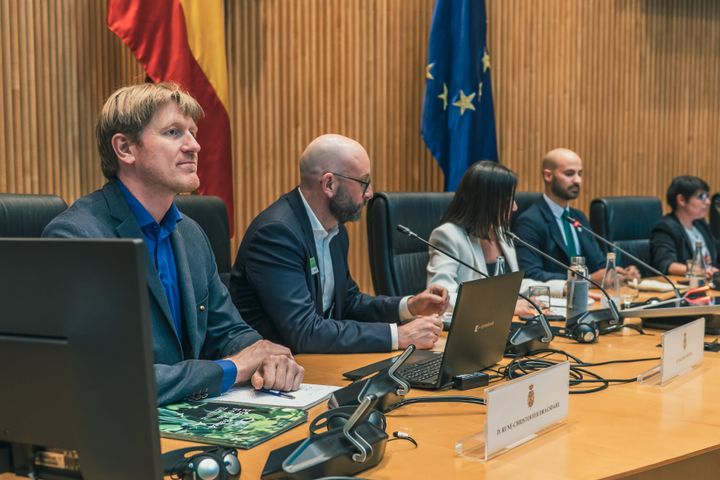 Rune-Christoffer Dragsdahl, Dansk Vegetarisk forening (tv.) og Rasmus Prehn, Økologisk Landsforening (th.) i Madrid.