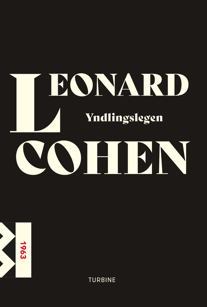 Omslaget til bogen "Yndlingslegen" af Leonard Cohen, udgivet af Turbine.