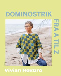 Bogens forside viser en kvinde ved en strand iført en farverig, ternet dominostrik trøje.