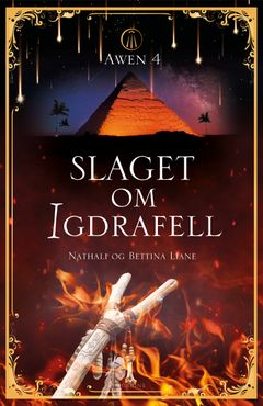Omslaget til "Slaget om Igdrafell", Awen 4, med en pyramide og magiske stave.