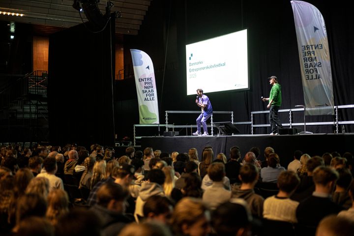 Årets Unge Iværksættere kåres på Danmarks Entreprenørskabsfestival. Foto fra 2025.