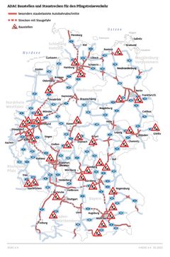 ADAC's trafikprognose frem mod midten af august 2023. Kilde: ADAC