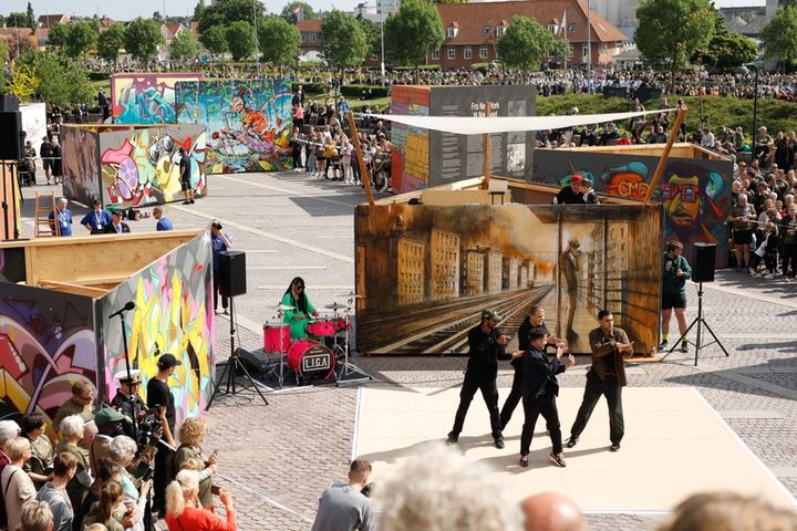 Sådan så det ud, da der var Næstved Kunstby Festival sidste år. Det foregik i forbindelse med Royal Run.