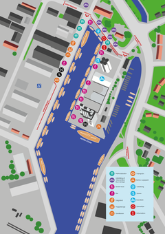 Oversigt over festivalspladsen inklusiv trafikafspærringer.