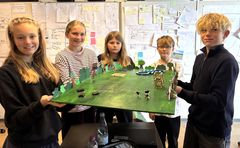 6. klasserne fra Fladsåskolen afdeling Mogenstrup deltager i lokalfinalerne i Projekt Edison. Dicte, Sigrid, Isabella, Cornelius og Villum fra 6.B. deltager med en idé om en stor aktivitetspark for børn og unge i Mogenstrup.