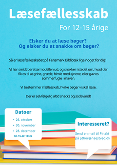 Plakat med info om læsefællesskabet, som også fremgår af teksten