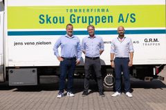 Skou Gruppens daglige ledelse er en ledergruppe bestående af (fra venstre) vice adm. direktør Jesper Nicolaisen, teknisk direktør Alexander Hermansen og økonomidirektør Marc Laursen.