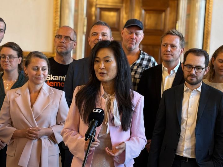 Kultur- og fritidsborgmester Mia Nyegaard (RV) ved præsentationen af budgetaftalen på Københavns Rådhus.