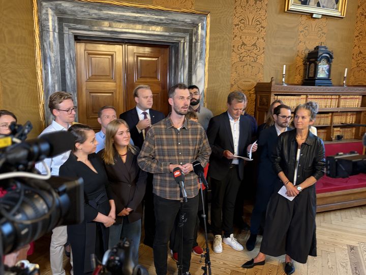 Kultur-, fritids- og borgerserviceborgmester Christopher Røhl (RV) ved præsentationen af budgetaftalen på Københavns Rådhus.