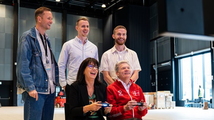 Copenhagen Gaming Week: Øverst til venstre, Mikkel Christensen, Head Of Copenhagen Gaming Week, nederst til højre, Nicole Bellaiche, Director of Bella Presents, øverst i midten: Peter Christensen, projektleder, Esport Danmark, øverst til højre, Oliver Dawson, ligaansvarlig, Esportligaen, nederst til højre, Jørgen H.K. Jepsen, direktør, Esport Danmark