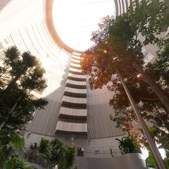I hjertet af Spidsen findes ‘Vinterhaven’. Et cylinderformet atrium i 14 etagers højde, der med hele 35 meter i diameter kan rumme Rundetårn og er åben for både interne og eksterne møder.