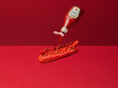 Billede af Heinz Ketchup Hotdog, der får mere ketchup på.