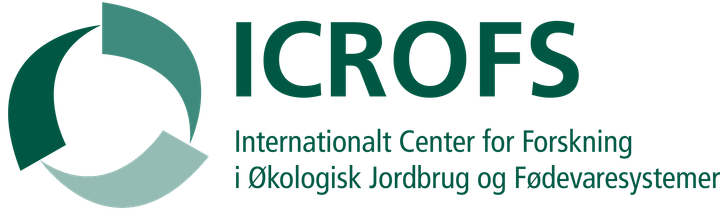 Logo for ICROFS, Internationalt Center for Forskning i Økologisk Jordbrug og Fødevaresystemer.