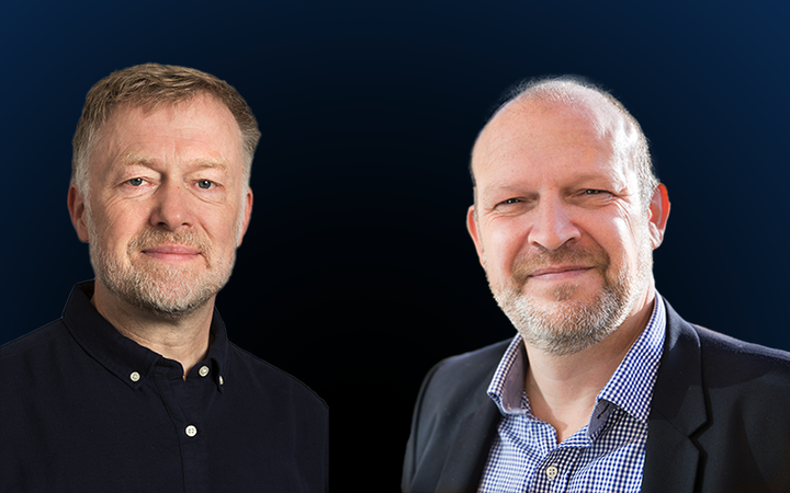 Ole Bækgaard Nielsen (tv) er ny prodekan for karriereudvikling og Poul Nissen er ny prodekan for forskning, erhverv og innovation på Faculty of Natural Sciences på Aarhus Universitet.