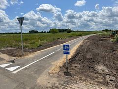 Den nye dobbeltrettede cykelsti forbinder det sidste stykke i cykelstinettet mellem Kibæk og Herning. Foto: Vejdirektoratet