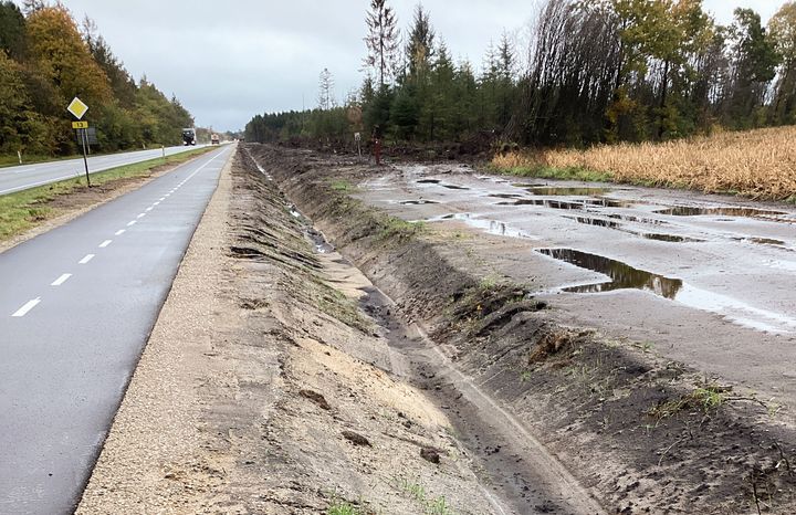 Cykelstien mellem Stenholt og Nr. Knudstrup er nu klar til at tage i mod cyklister. Foto: Vejdirektoratet.