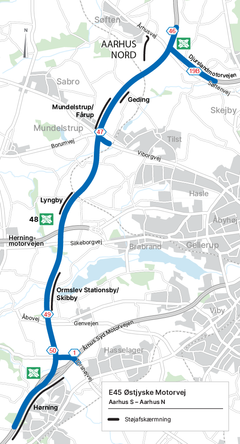 Plan for støjafskærmning langs E45 ved Aarhus