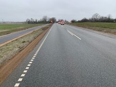 Mellem Tjørnemarke og Vigen er der anlagt enkeltrettede cykelstier i hver sin side af vejen, mens cykelstien på resten af strækningen er dobbeltrettet. Foto: Vejdirektoratet