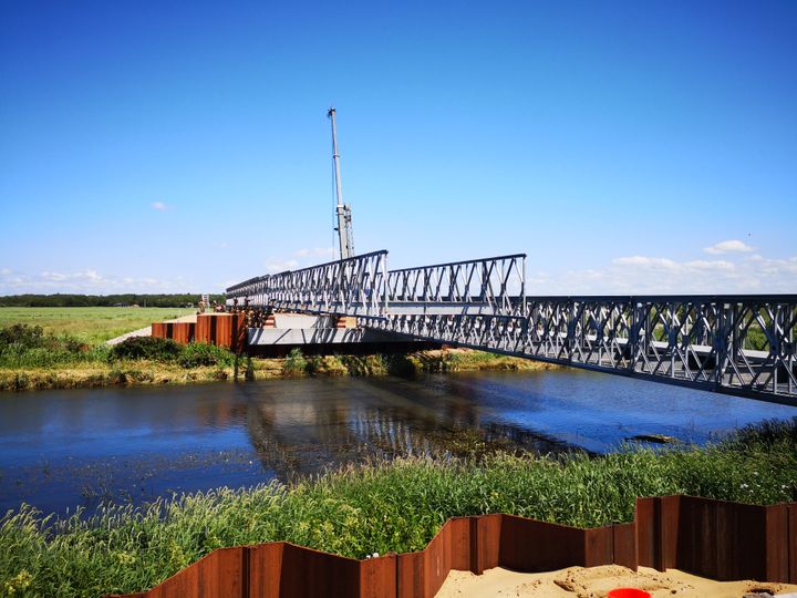 Midlertidig bro over Ribe Å. Foto:  Ingeniørregimentet