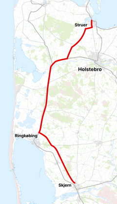 Omkørselsrute uden om Holstebro. Grafik: Vejdirektoratet