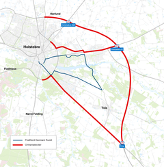 Omkørselsruter via Hostebromotorvejen. Grafik: Vejdirektoratet