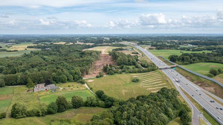 Rydning forud for den kommende jernbane øst for rasteplads Kildebjerg Nord. Foto: Vejdirektoratet.