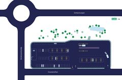 Udover ladeparken byder pladsen på 38 p-pladser for samkørsel, cykelparkering, venteareal og grønne områder. Pladsen er placeret med let adgang til E20 Fynske Motorvej. Grafik: Vejdirektoratet