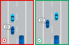 Det skaber bedre flow i trafikken, når man husker at holde til højre, så de bagvedliggende kan komme forbi. Grafik: Vejdirektoratet