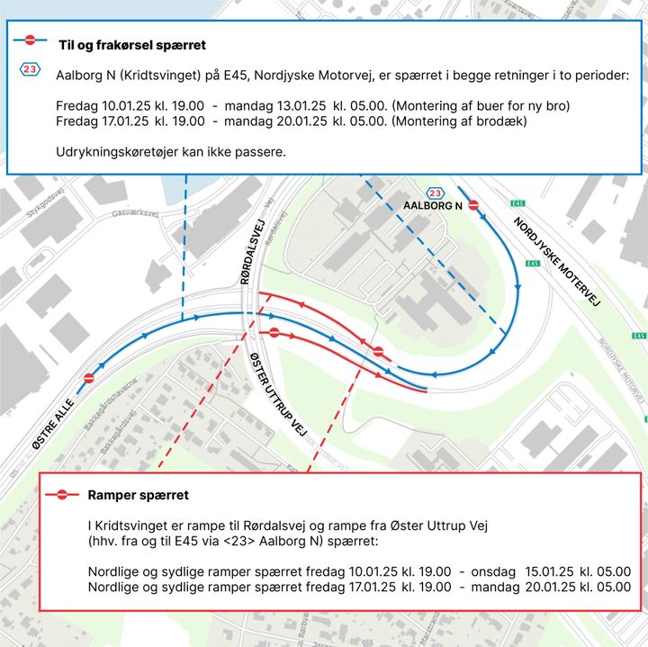 Kort over området ved Tech College i Aalborg. Illustration: Vejdirektoratet.