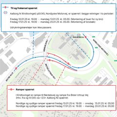 Kort over området ved Tech College i Aalborg. Illustration: Vejdirektoratet.