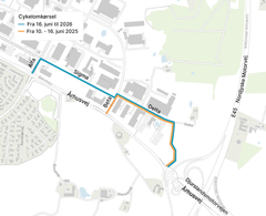 Cyklister skal fra 10. juni køre via erhvervsområdet i Søften i stedet for langs Århusvej.
