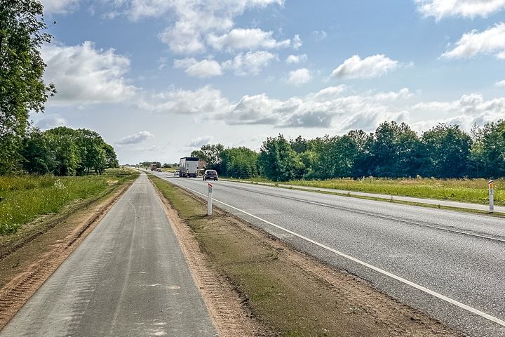 Foto af de nye cykelstier på Århusvej. Foto: Vejdirektoratet.
