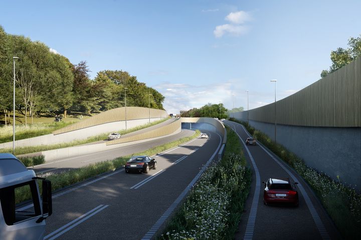Sådan kan indgangen til den nye Marselistunnel fra Åhavevej komme til at se ud.