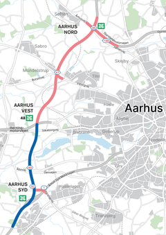 Det er den blå del af vejarbejdsstrækningen, som Vejdirektoratet kan åbne for seks spor i hver retning i efteråret.