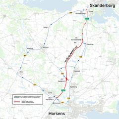 Omkørsler på E45 i forbindelse med bronedrivning ved Horsens N den 27.+28. september.