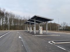 Ladepark ved rasteplads Skærup Vest, som drives af Norlys og Circle K. Foto: Vejdirektoratet