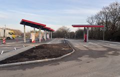 Ladepark ved rasteplads Frøslev, som drives af Circle K. Foto: Vejdirektoratet