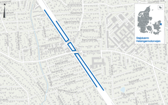 Placering af de nye støjskærme ved Kildegårds Plads i Gentofte Kommune. Kort: Vejdirektoratet.